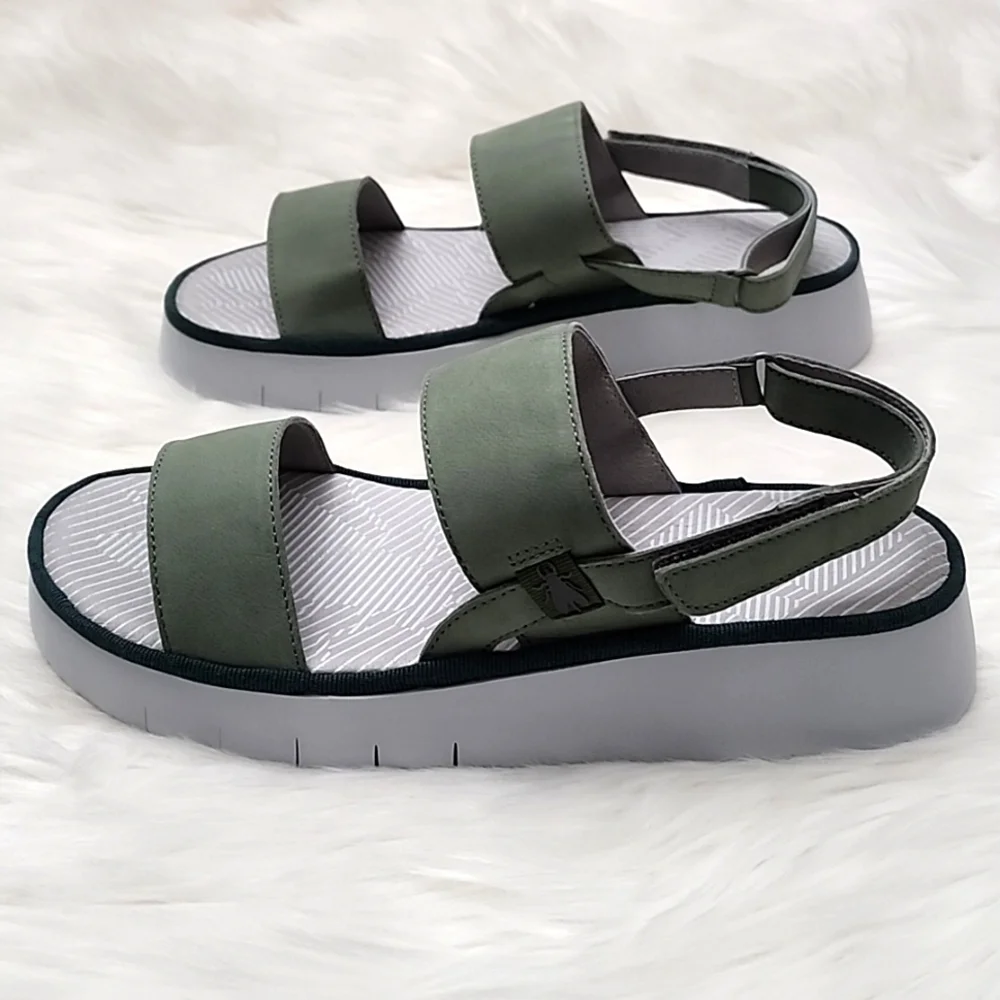 Fly London CURA318FLY Cupido Jade Green Sling-Back Sandals